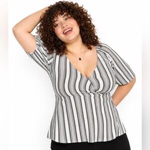 New with tags Old Navy black and white striped wrap-style top in size Small